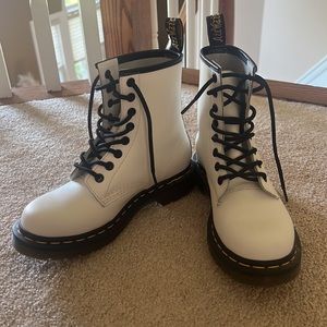 White leather Dr. Martens boot